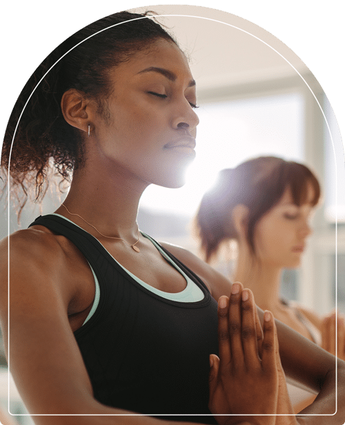 Women practicing yoga