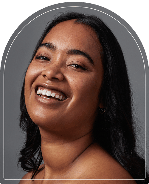 A happy woman with smooth skin