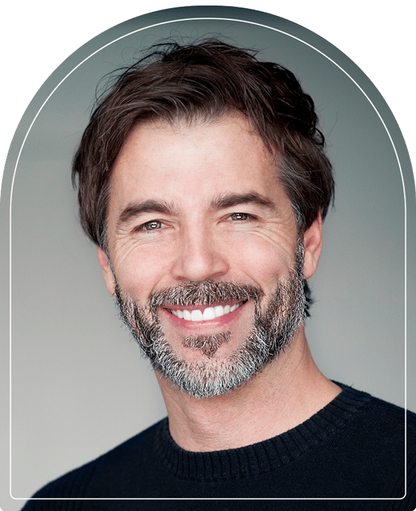 A middle-aged man with healthy skin