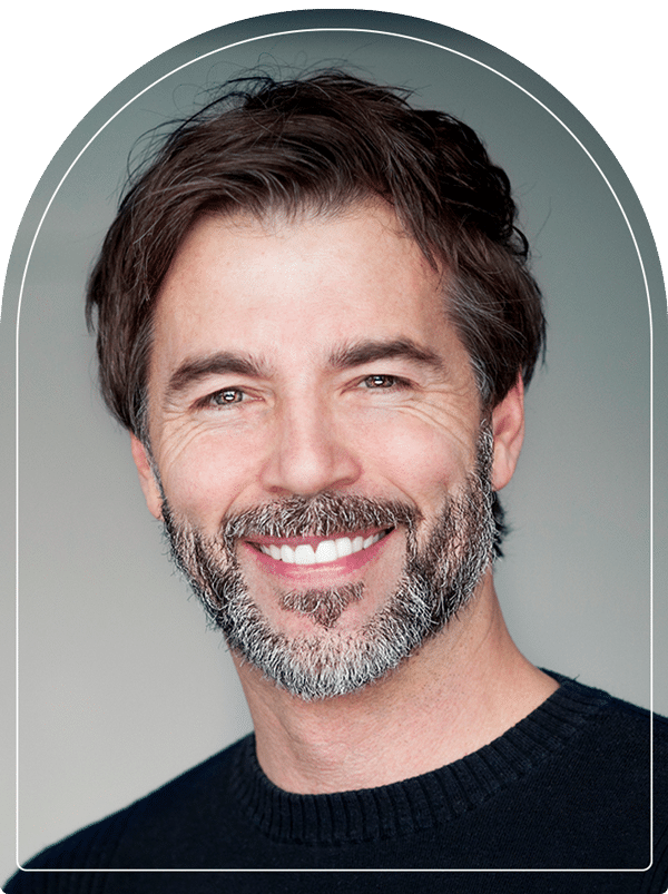 A middle-aged man with healthy skin