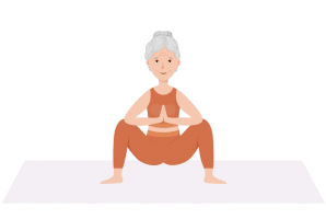Drawing Of An Elderly Woman Practicing Yoga