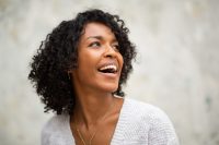 a person wearing a purple shirt